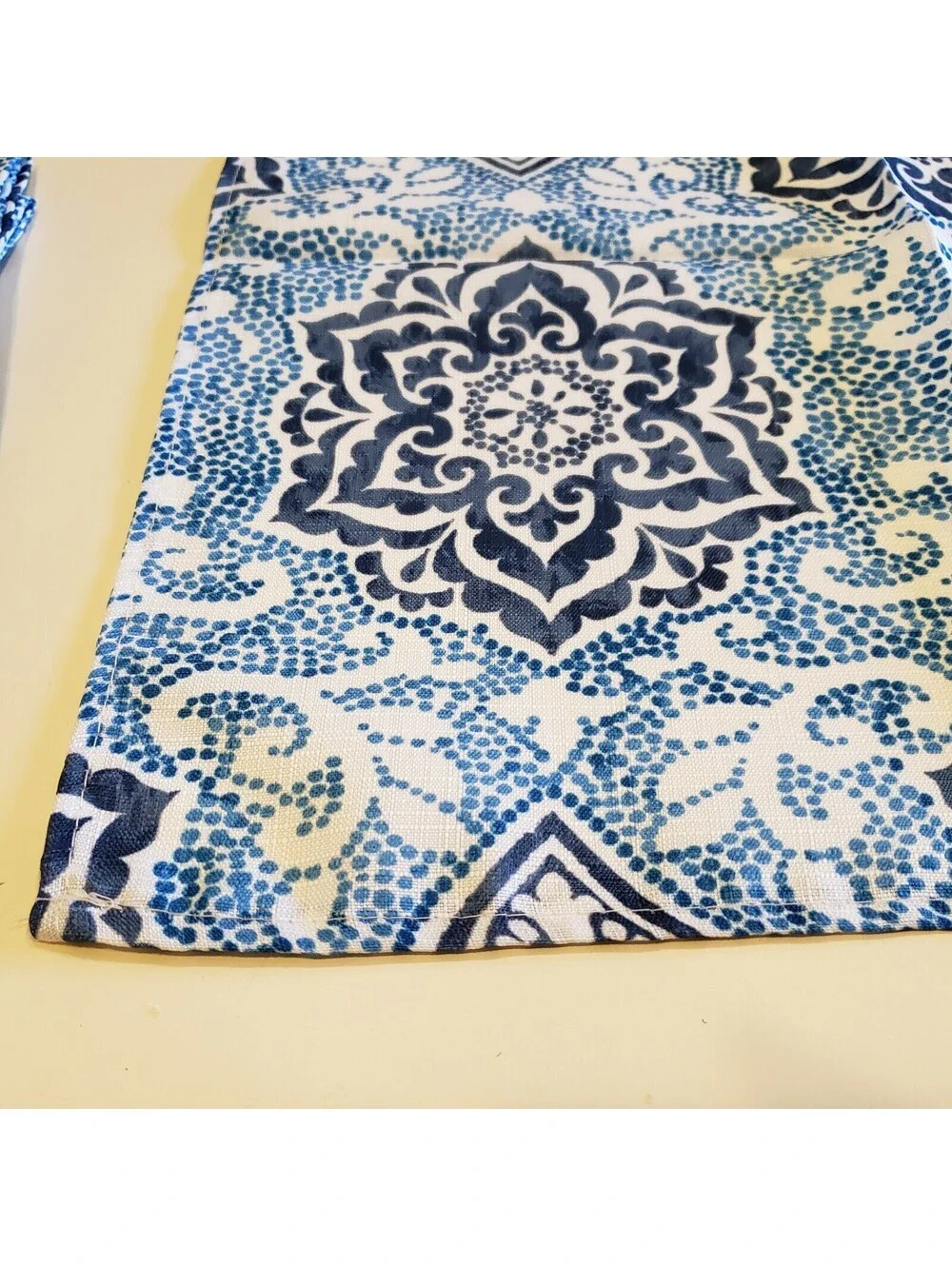 Waverly Napkins Blue White Batik Style Boho Polyester 18x18 Mandala QTY 8